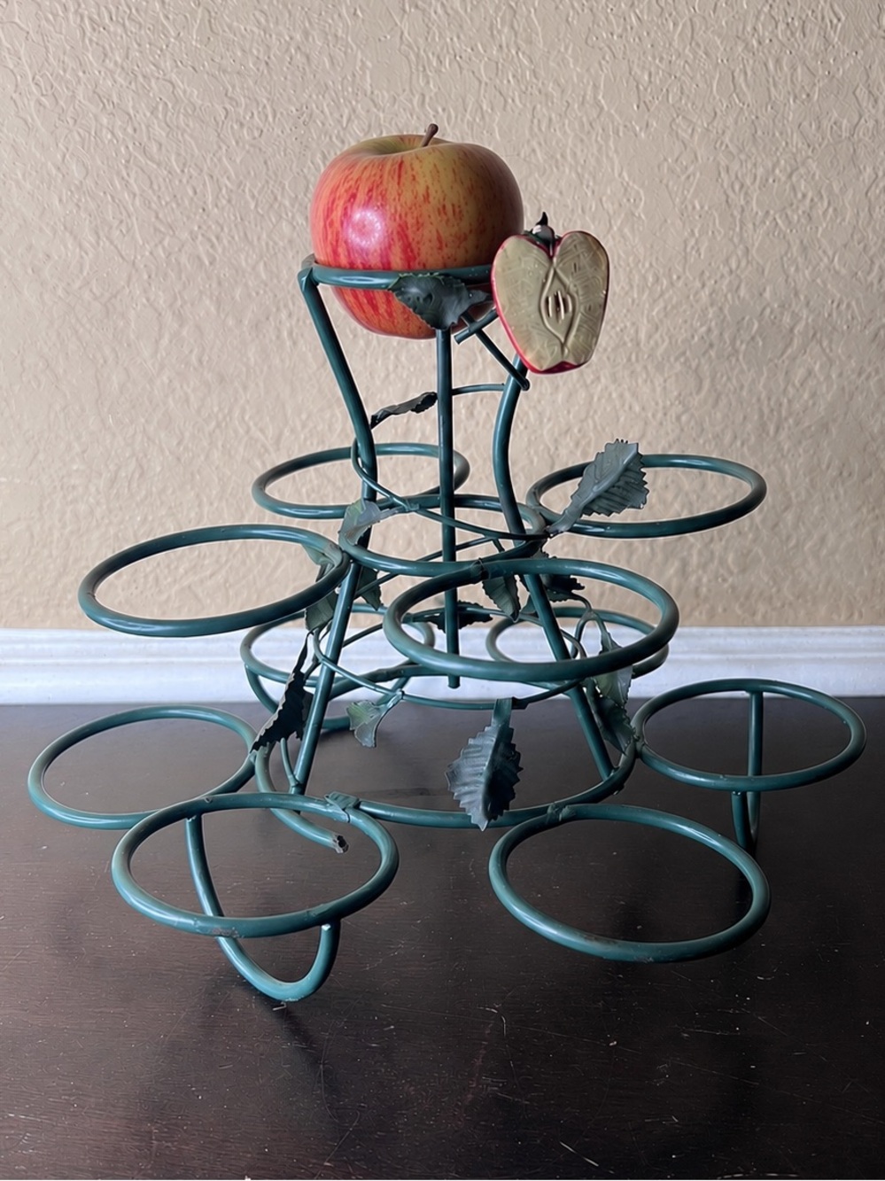 Vintage 1990s Apple Tree Fruit Stand, Metal Apple Holder, 11 Apple Rack, Kitchen